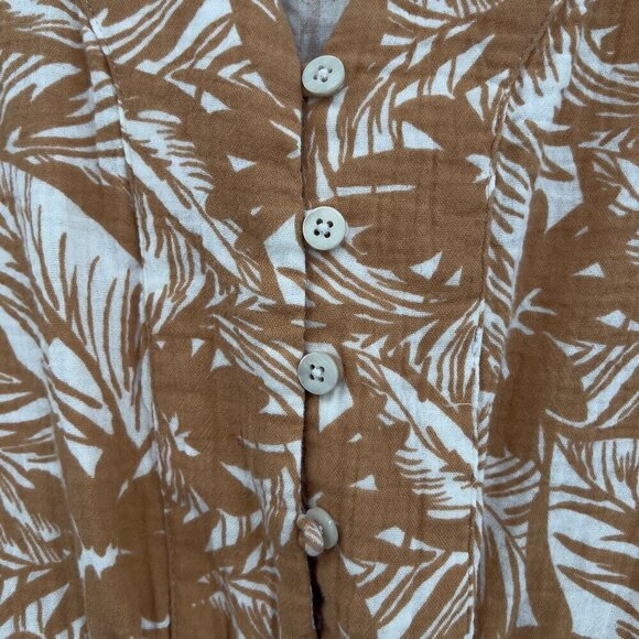 Madewell Women's Lightestpun Drawstring Cover-Up Romper In Palm Leaves XS - Picture 5 of 7